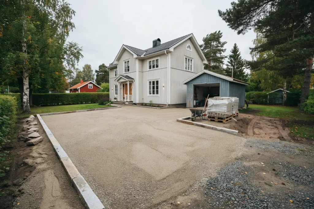augusti r r tt tid f r att renovera garageuppfarten material markarbete och vad som p verkar priset